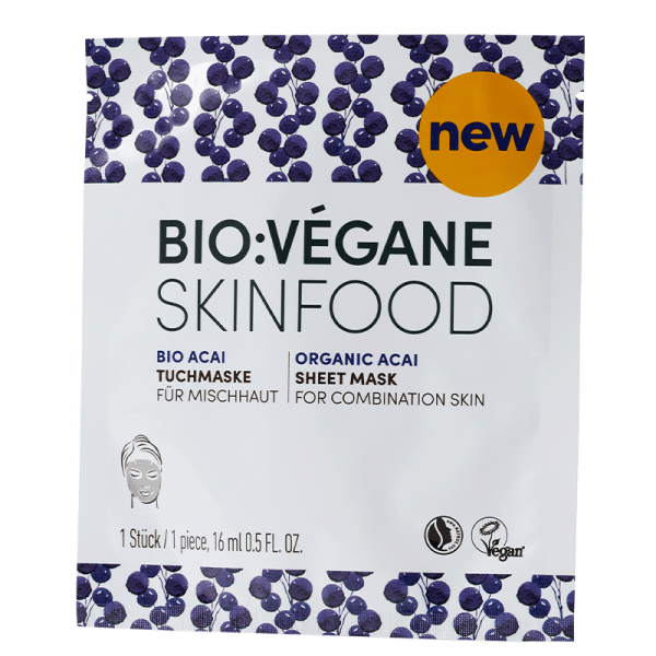 <b>MASCARILLA DE BIOCELULOSA</b><br>para piel mixta<br>Acai orgánico