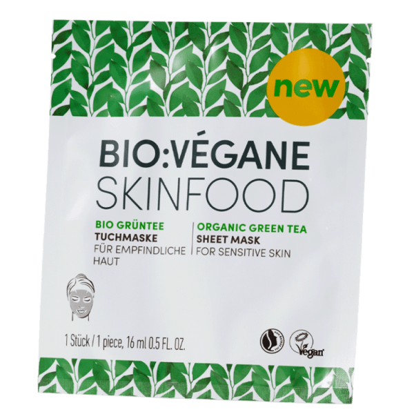 <b>MASCARILLA DE BIOCELULOSA</b><br>para piel sensible<br>Té verde orgánico