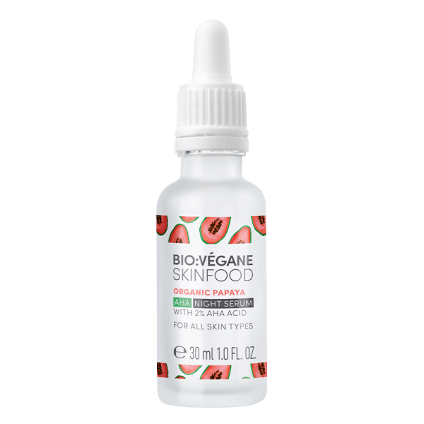 <b>SERUM DE NOCHE AHA</b><br>para todo tipo de pieles<br>Papaya orgánico