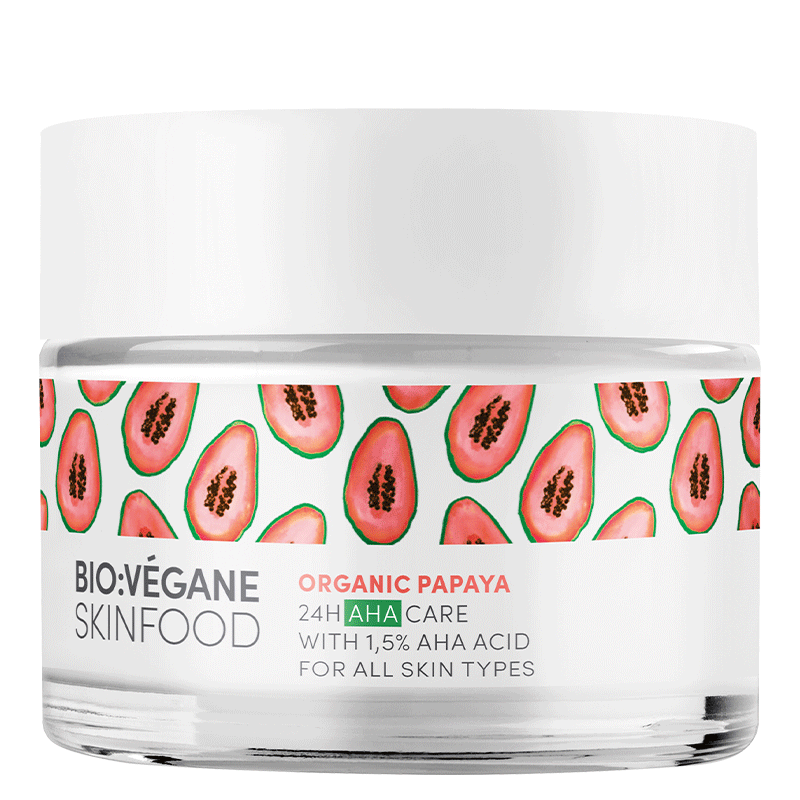 <b>TRATAMIENTO 24H AHA</b><br>para todo tipo de pieles<br>Papaya orgánico
